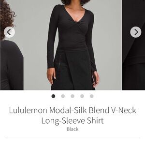 Lululemon Modal-Silk Blend V-Neck Long-Sleeve Shirt- Black